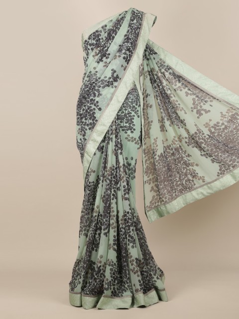 

Pothys Green Printed Poly Chiffon Saree