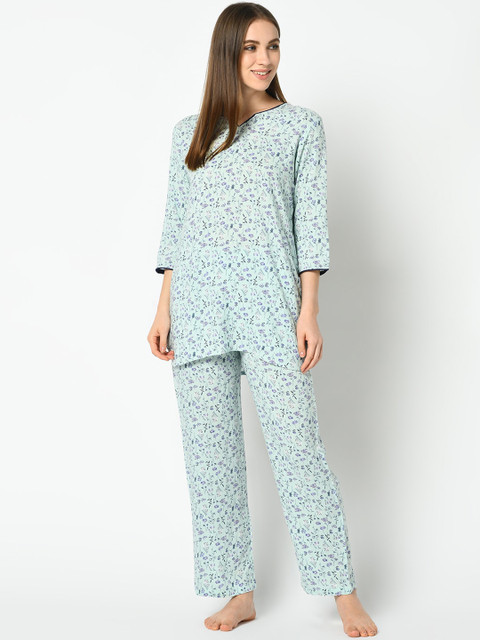 

Azira Women Blue & Purple Printed Night suit