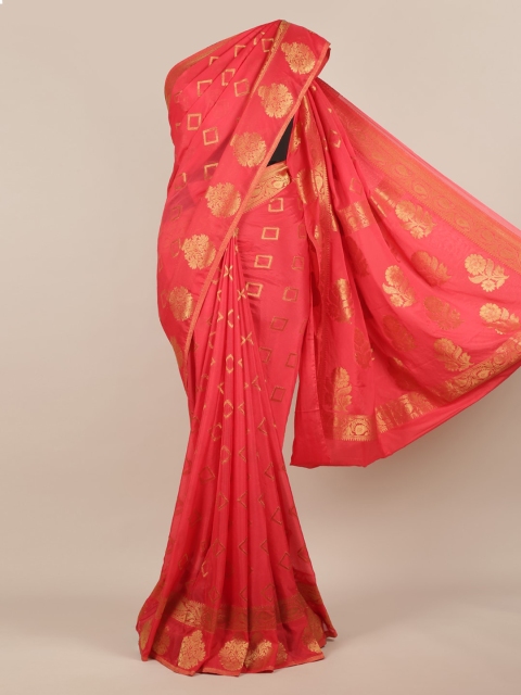 

Pothys Pink Woven Design Poly Georgette Saree