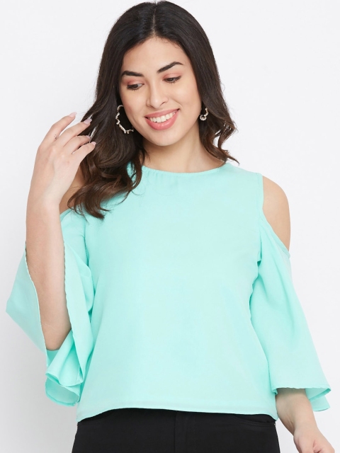 

TULIP 21 Turquoise Blue Cold-Shoulder Sleeves Top
