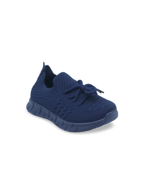 

FEETWELL SHOES Boys Blue Woven Design Leather Slip-On Sneakers