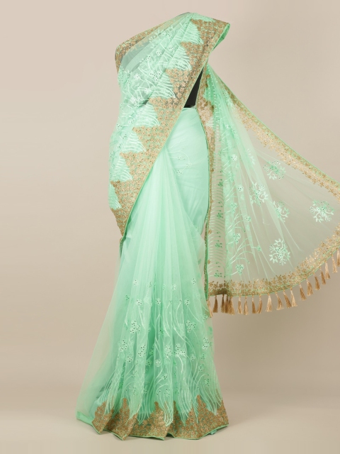 

Pothys Green Embroidered Net Saree