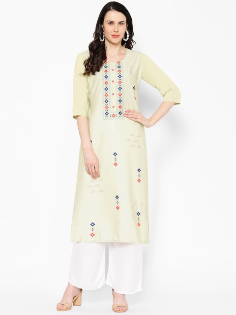 

7Threads Women Green Geometric Printed Kurta