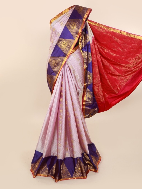 

Pothys Lavender Pure Silk Solid Kanjeevaram Saree