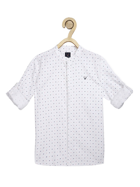 

Allen Solly Junior Boys White & Navy Blue Regular Fit Printed Casual Shirt