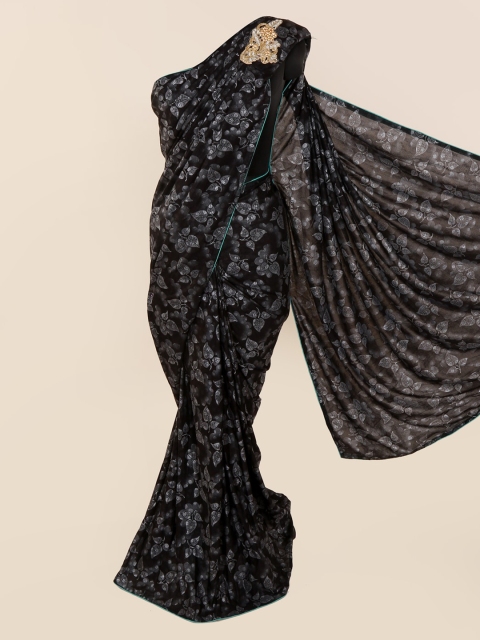 

Pothys Black Printed Pure Georgette Ready to Wear Saree