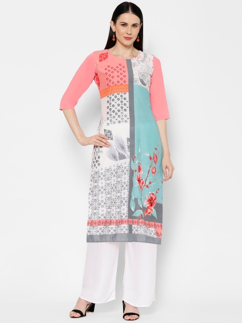 

7Threads Women Multicoloured Floral Printed Crepe Kurta, Multi