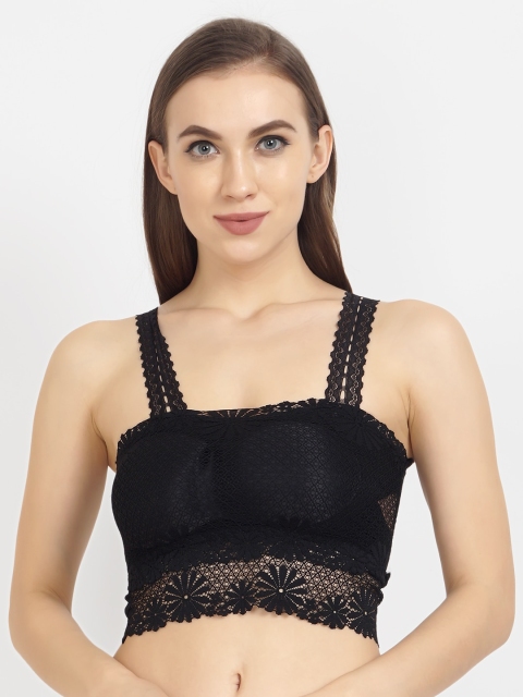 

Golden Girl Black Lace Non-Wired Removable Padding Bralette Bra 533 Black_30C-Black