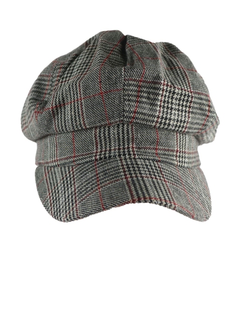 

iSWEVEN Unisex Grey & Black Checked Newsboy Cap