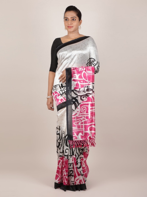 

Pothys Magenta Printed Jute Silk Saree