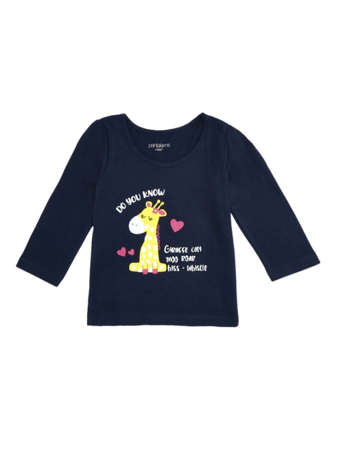

Pantaloons Baby Girls Navy Blue Printed Round Neck Cotton Pure Cotton T-shirt