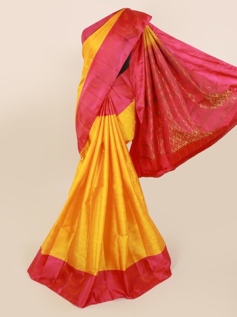 

Pothys Yellow Pure Silk Solid Kanjeevaram Saree
