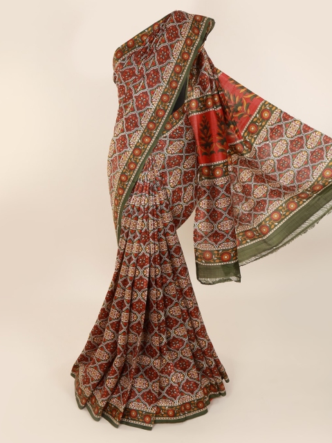 

Pothys Maroon Pure Silk Printed Murshidabad silk Saree