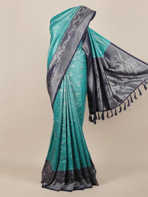 

Pothys Blue Woven Design Jute Silk Saree
