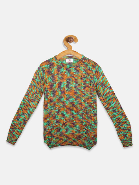 

OWM Boys Green Self Design Pullover Sweater