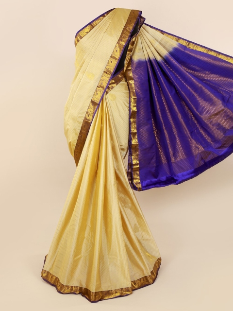 

Pothys Cream-Coloured Pure Silk Woven Design Kanjeevaram Saree