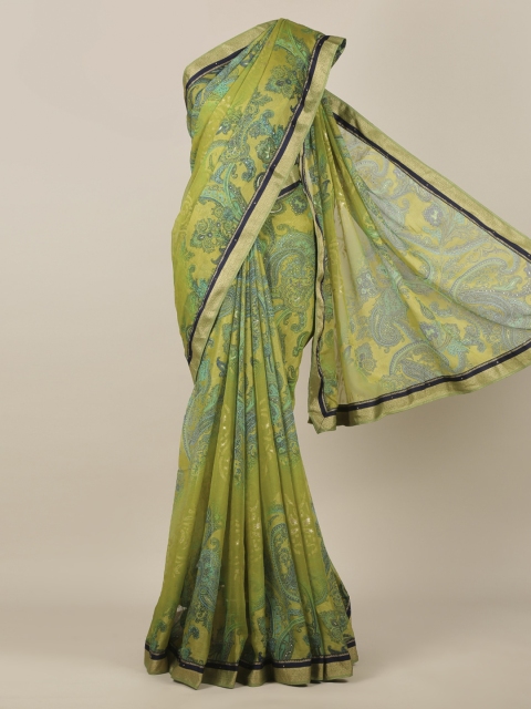 

Pothys Green Printed Poly Chiffon Saree