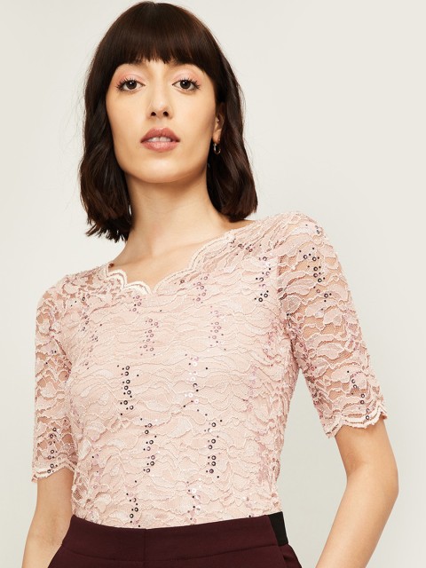 

CODE by Lifestyle Women Pink Lace Top