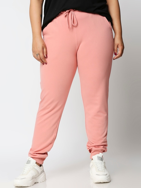 

Bewakoof Women Pink Solid Plus Size Joggers