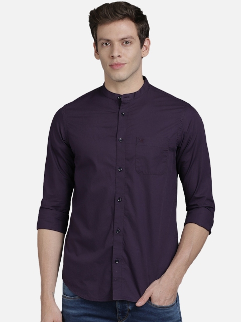 

TED HARBOR Men Purple Slim Fit Solid Casual Shirt
