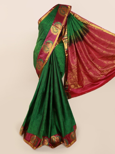 

Pothys Green & Pink Pure Silk Printed Kanjeevaram Saree