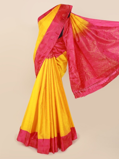 

Pothys Yellow & Pink Pure Silk Woven Design Kanjeevaram Saree