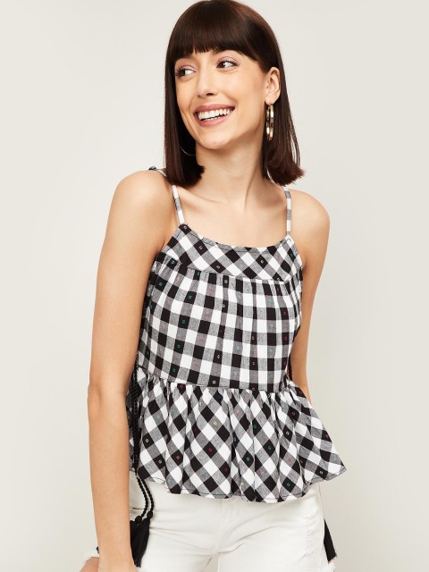 

Ginger by Lifestyle Black & White Checked Peplum Top