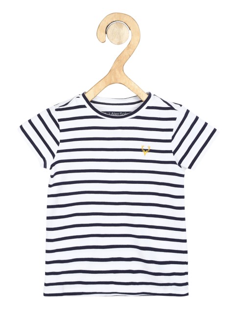 

Allen Solly Junior Girls White Striped Round Neck T-shirt
