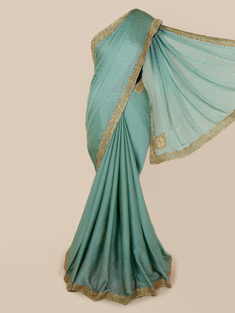 

Pothys Green Embellished Pure Georgette Saree
