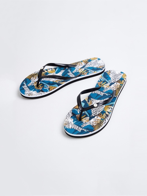 

Ginger by Lifestyle Women Black & Blue Printed Thong Flip-Flops