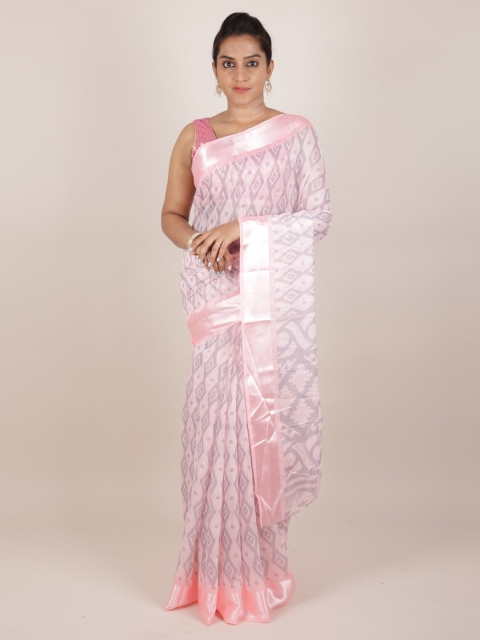 

Pothys Pink Printed Jute Silk Saree