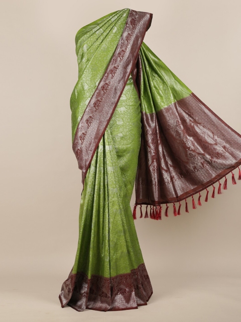 

Pothys Green & Brown Jute Silk Woven Design Saree