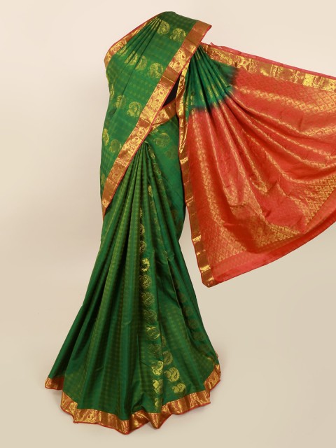 

Pothys Green Pure Silk Woven Design Kanjeevaram Saree
