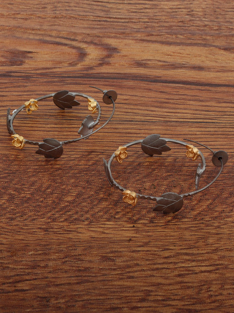 

Alamod Rhodium-Plated Grey Contemporary Hoop Earrings