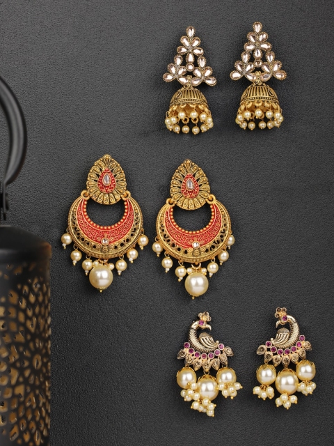 

Priyaasi Set of 3 Gold-Plated Contemporary Jhumkas