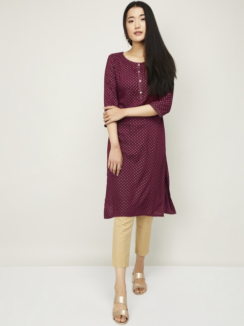

Melange by Lifestyle Women Burgundy Thread Work Kurta