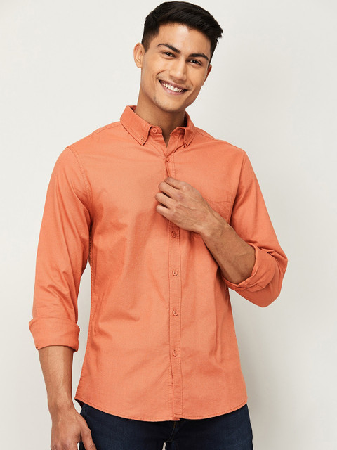 

Fame Forever by Lifestyle Men Rust Orange Slim Fit Solid Casual Shirt