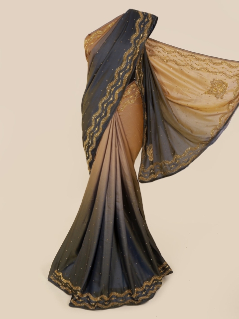 

Pothys Brown Embellished Pure Georgette Saree