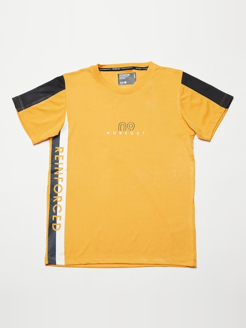 

Octave Boys Mustard Yellow & White Printed Round Neck T-shirt