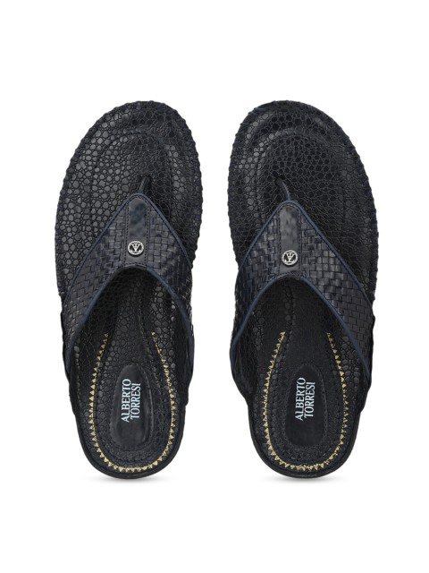 

Alberto Torresi Men Black & Navy Blue Comfort Sandals