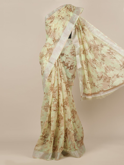 

Pothys Green Printed Jute Silk Saree