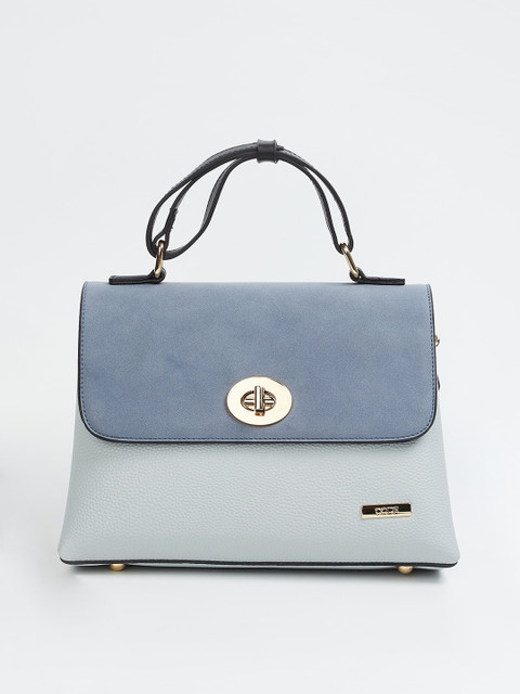 

CODE by Lifestyle Navy Blue Colourblocked Satchel