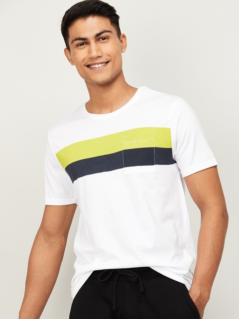 

Fame Forever by Lifestyle Men White Striped Round Neck T-shirt