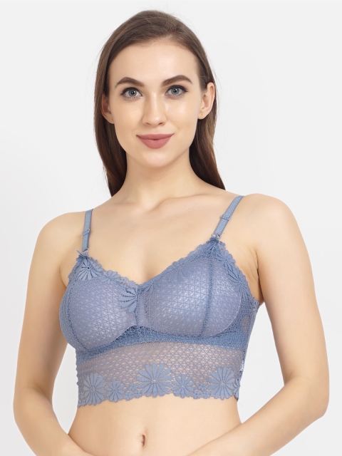 

Golden Girl Grey Lace Non-Wired Removable Padding Bralette Bra 835 Grey_30C