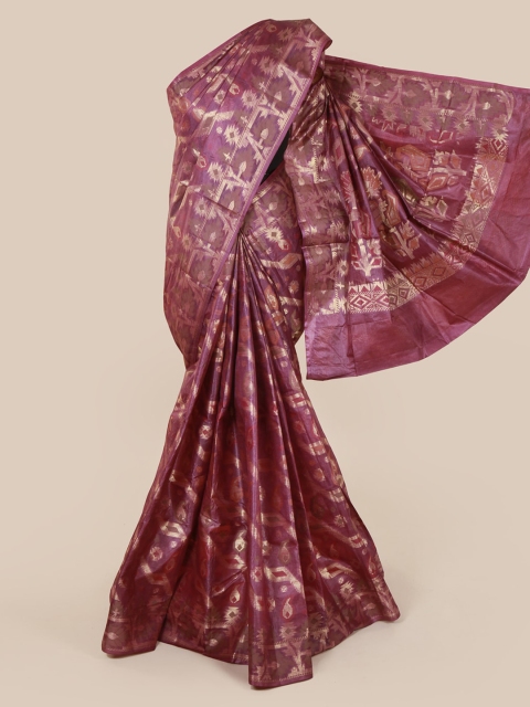Pothys Purple Pure Silk Woven Design Tussar Saree
