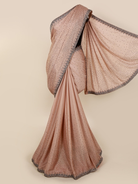 

Pothys Nude-Coloured Embellished Pure Georgette Saree