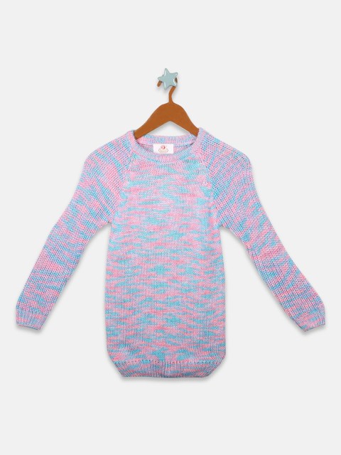 

OWM Girls Blue Printed Pullover Sweater