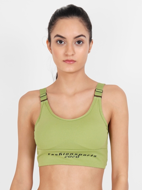 

Golden Girl Green Solid Non-Wired Removable Padding Workout Bra 2020