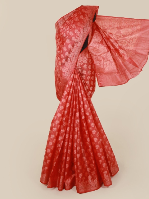 

Pothys Red Pure Silk Woven Design Tussar Saree