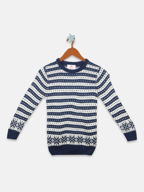 

OWM Boys Navy Blue Striped Pullover Sweater